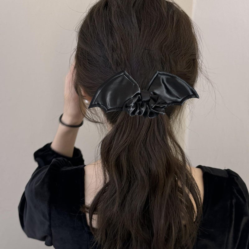 AIUPUOC Halloween Bat Hair Scrunchies for Women Goth Hair Accessories Black Bats Headbands Elastic Hair Ties Black Bat Scrunchies Gothic Hairband Cute Halloween Rubber Band Party Supplies - Image 3